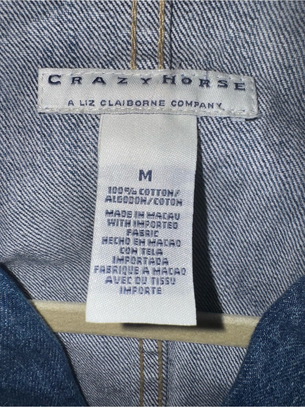 Crazy Horse Denim Blazer Jean Jacket Pink Trim Button Front Medium Y2K - Picture 7 of 10
